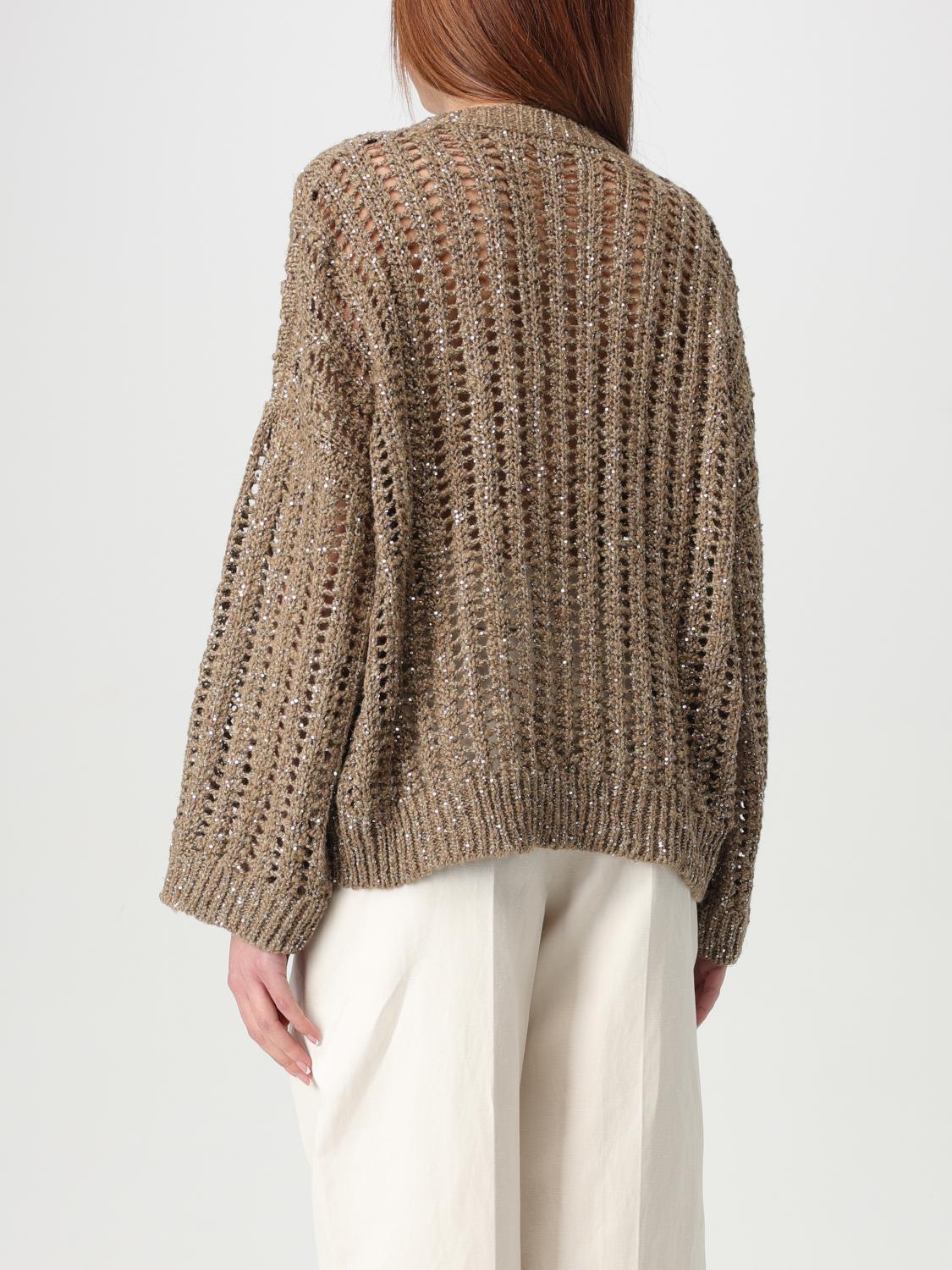 BRUNELLO CUCINELLI SWEATER: Cardigan woman Brunello Cucinelli, Brown - Img 3