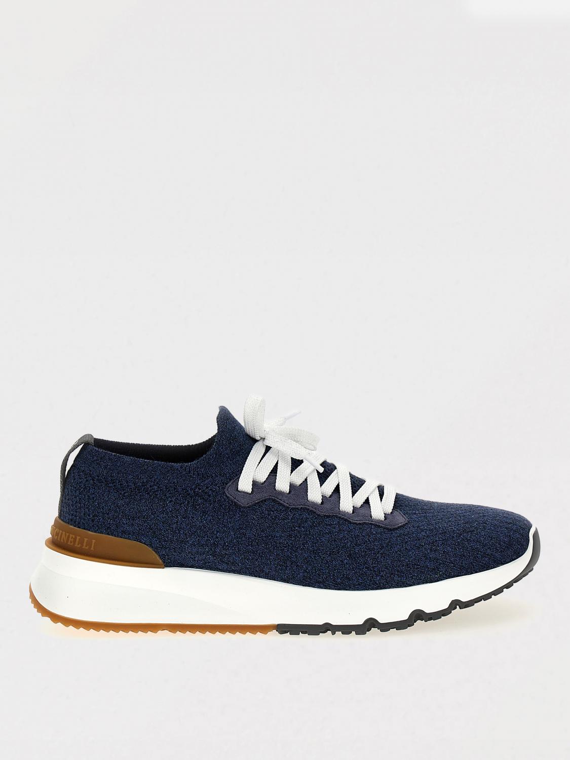 BRUNELLO CUCINELLI SNEAKERS: Sneakers Brunello Cucinelli in maglia di cotone , Blue - Img 1