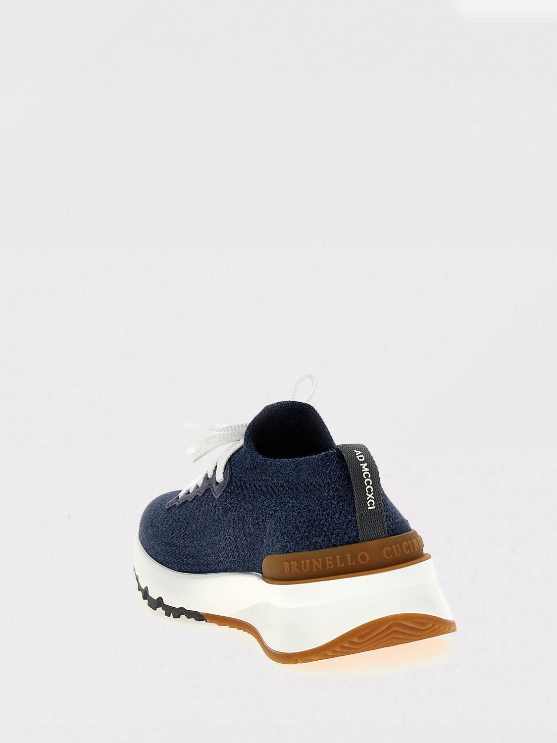 BRUNELLO CUCINELLI SNEAKERS: Sneakers Brunello Cucinelli in maglia di cotone , Blue - Img 3