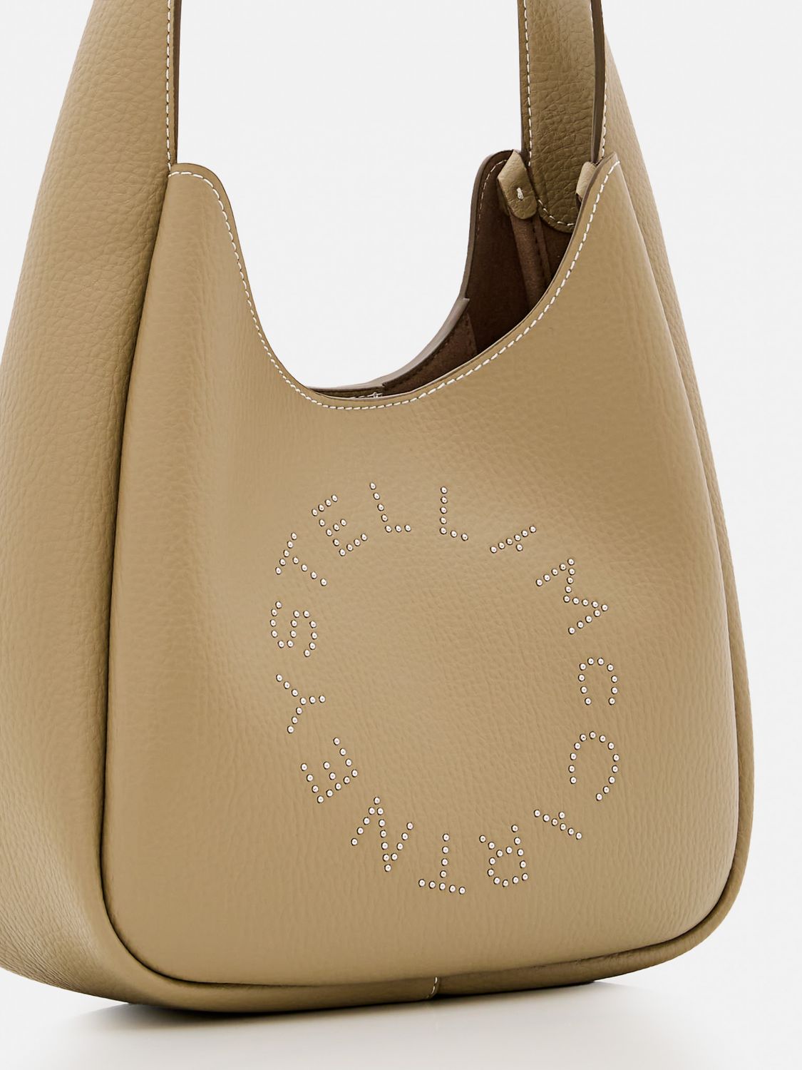 STELLA MCCARTNEY BORSA A SPALLA: Borsa Hobo Micro Stella McCartney in pelle sintetica a grana , Beige - Img 4