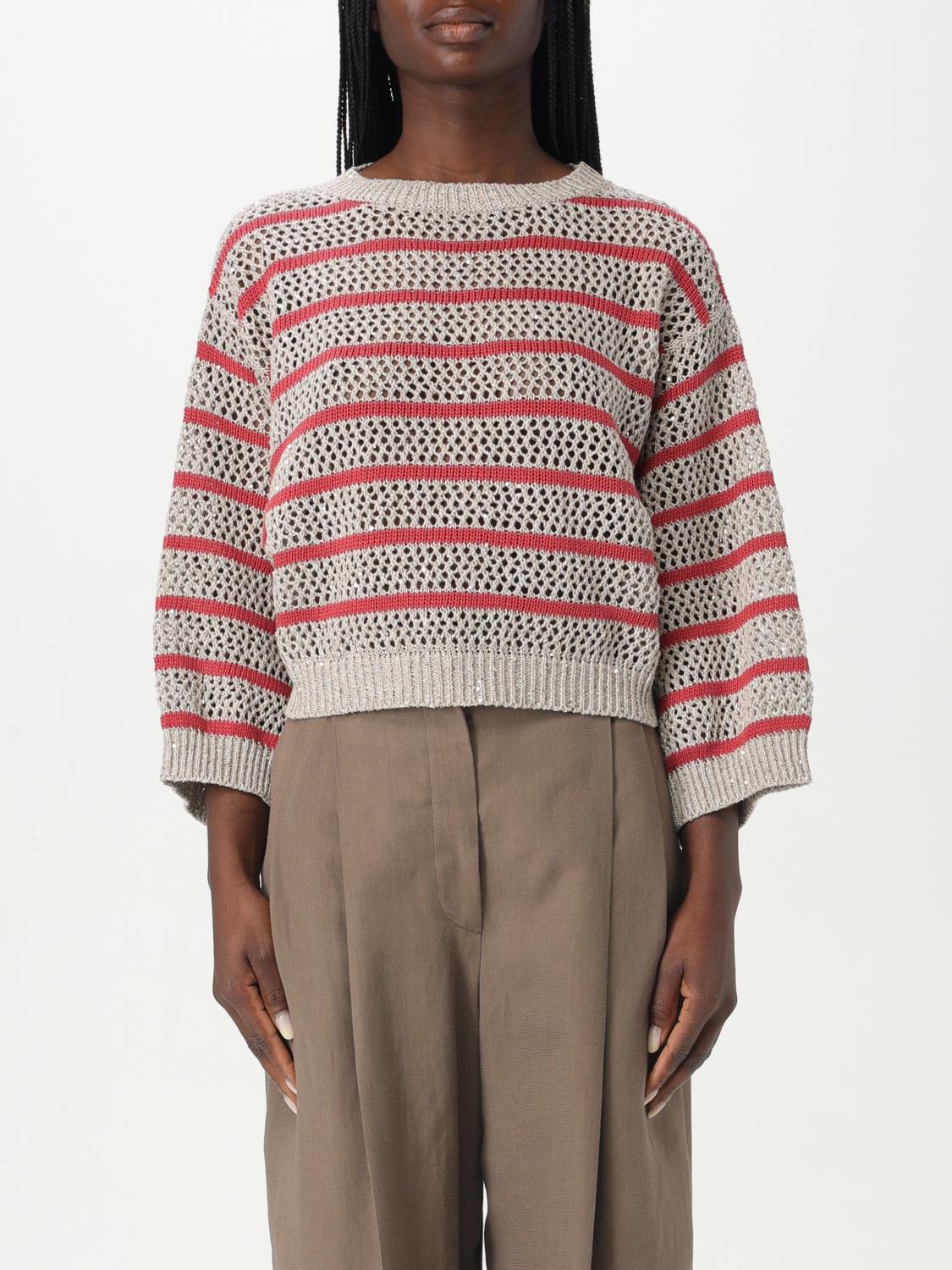 BRUNELLO CUCINELLI PULLOVER: Pullover damen Brunello Cucinelli, Rot - Img 1
