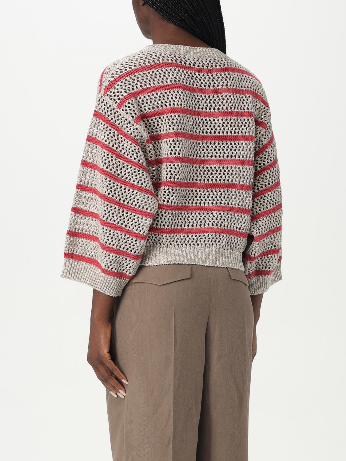 BRUNELLO CUCINELLI PULLOVER: Pullover damen Brunello Cucinelli, Rot - Img 3