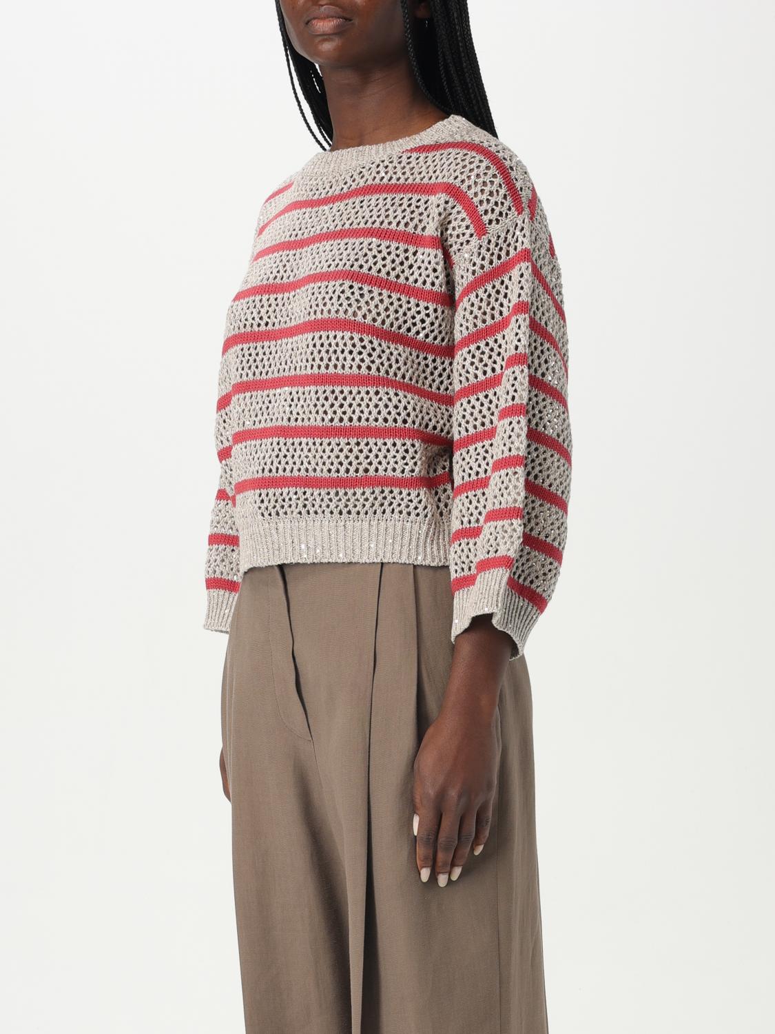 BRUNELLO CUCINELLI PULLOVER: Pullover damen Brunello Cucinelli, Rot - Img 4