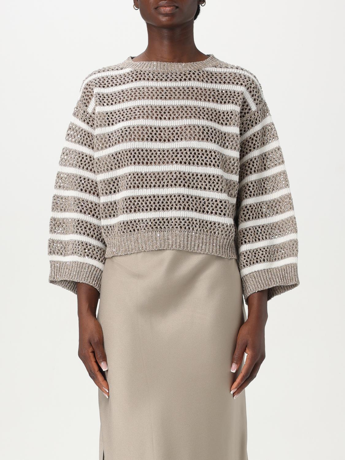 BRUNELLO CUCINELLI PULLOVER: Pullover damen Brunello Cucinelli, Beige - Img 1