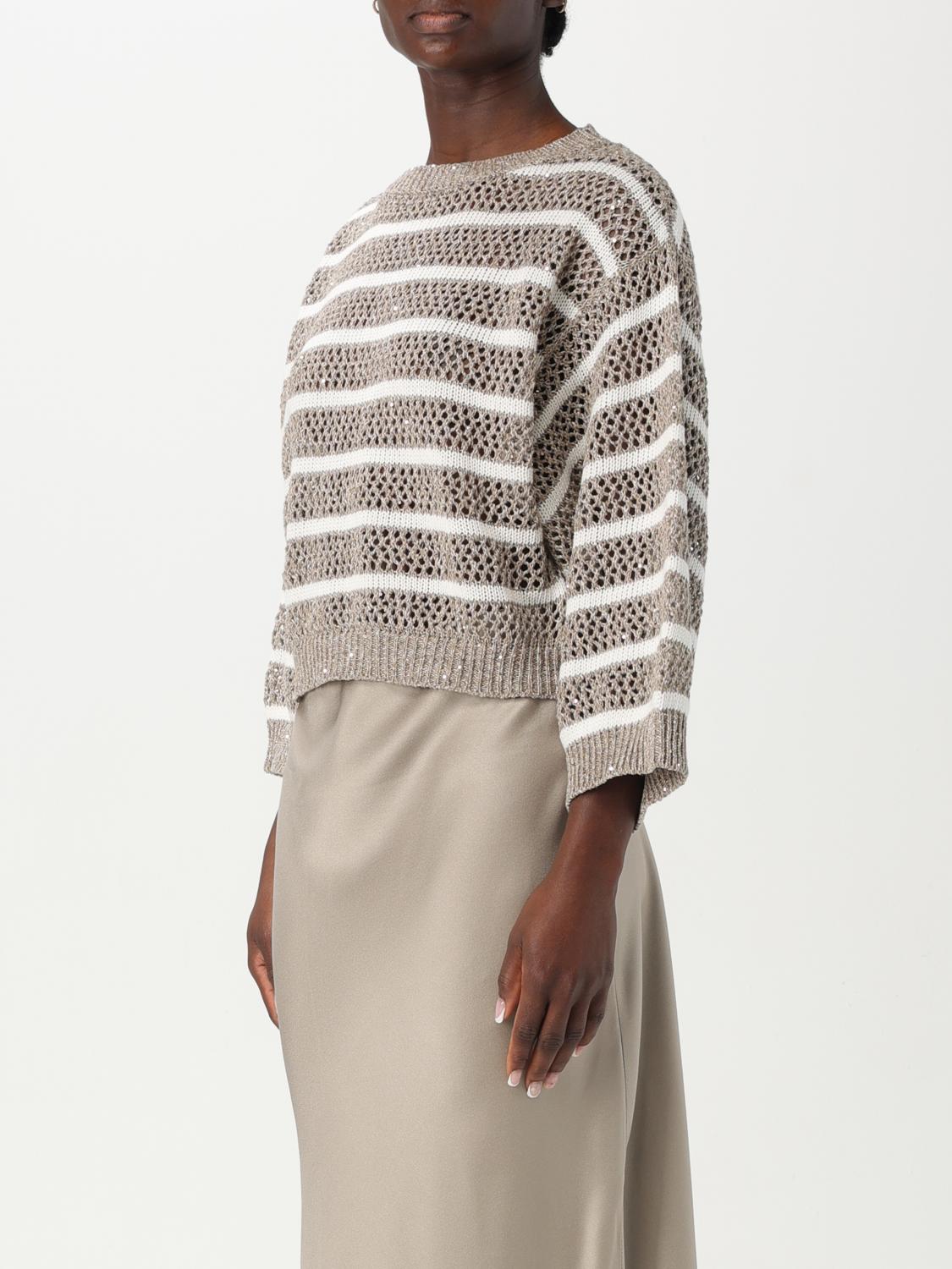 BRUNELLO CUCINELLI PULLOVER: Pullover damen Brunello Cucinelli, Beige - Img 4