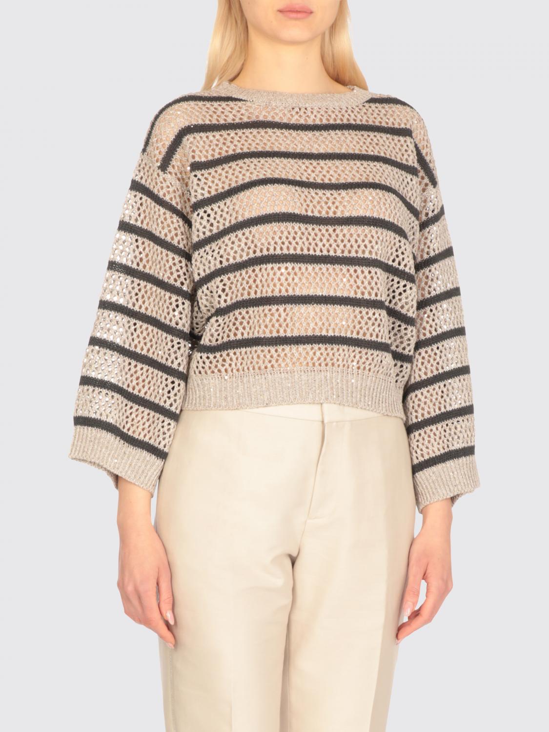 BRUNELLO CUCINELLI PULLOVER: Pullover damen Brunello Cucinelli, Sand - Img 1