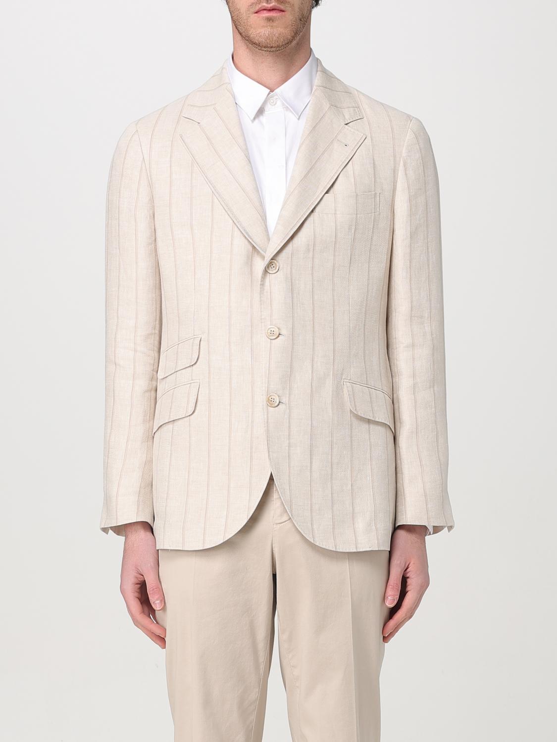 BRUNELLO CUCINELLI BLAZER: Brunello Cucinelli striped linen blazer, Cream - Img 1