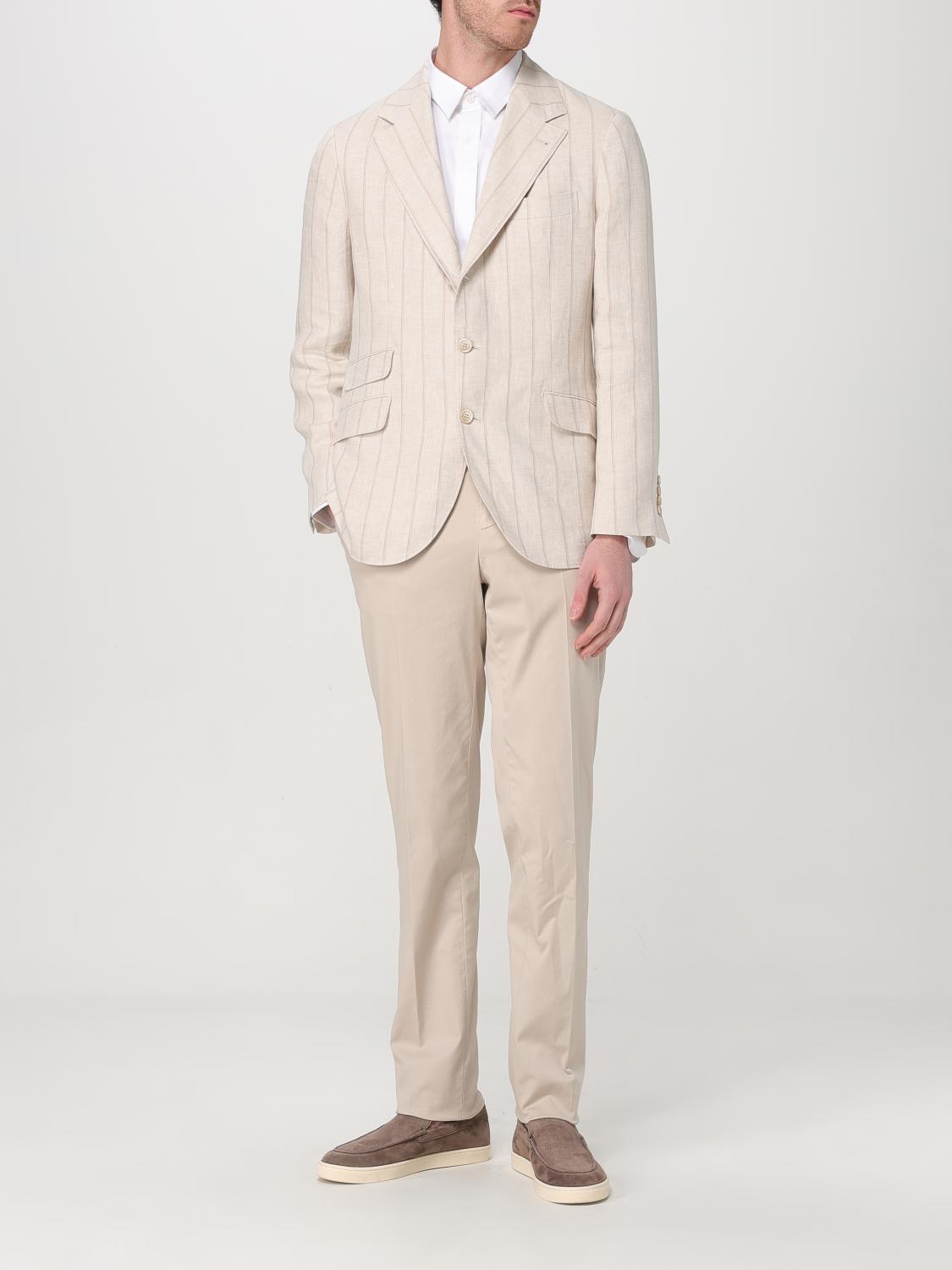 BRUNELLO CUCINELLI BLAZER: Brunello Cucinelli striped linen blazer, Cream - Img 2