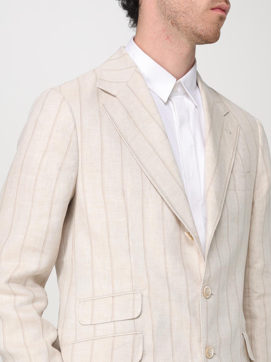 BRUNELLO CUCINELLI BLAZER: Brunello Cucinelli striped linen blazer, Cream - Img 5