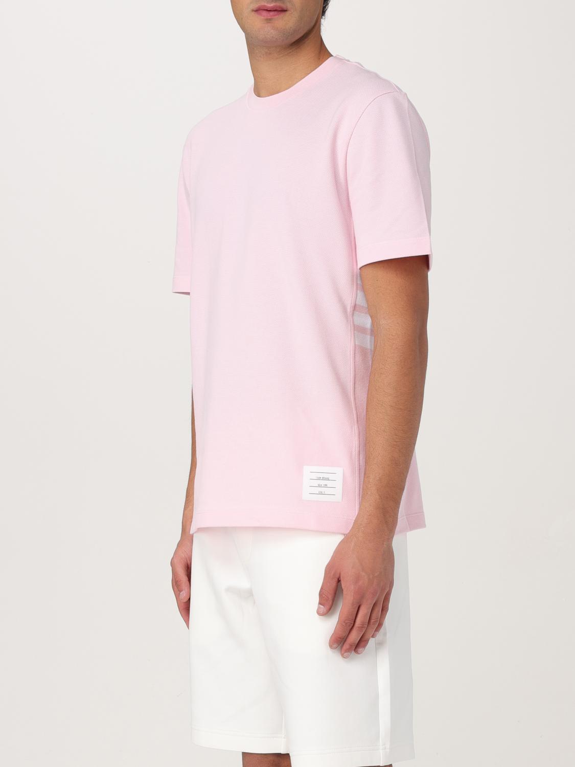 THOM BROWNE CAMISETA: Camiseta de algodón con logo Thom Browne, Rosa - Img 4