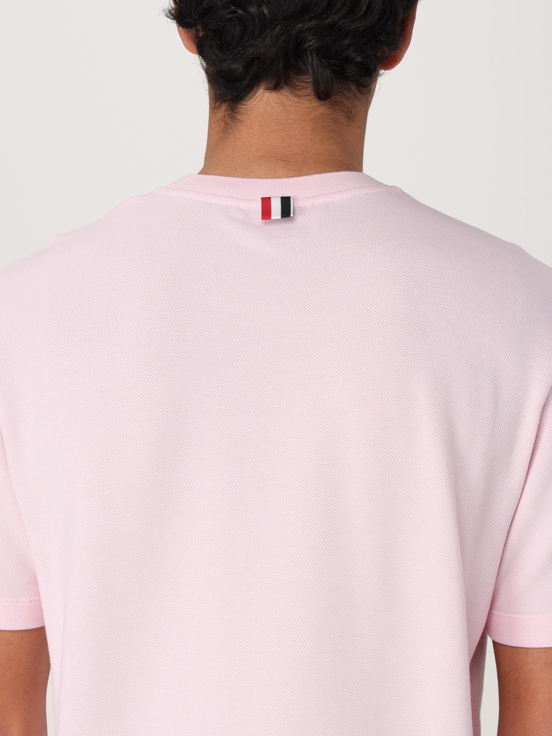 THOM BROWNE CAMISETA: Camiseta de algodón con logo Thom Browne, Rosa - Img 5