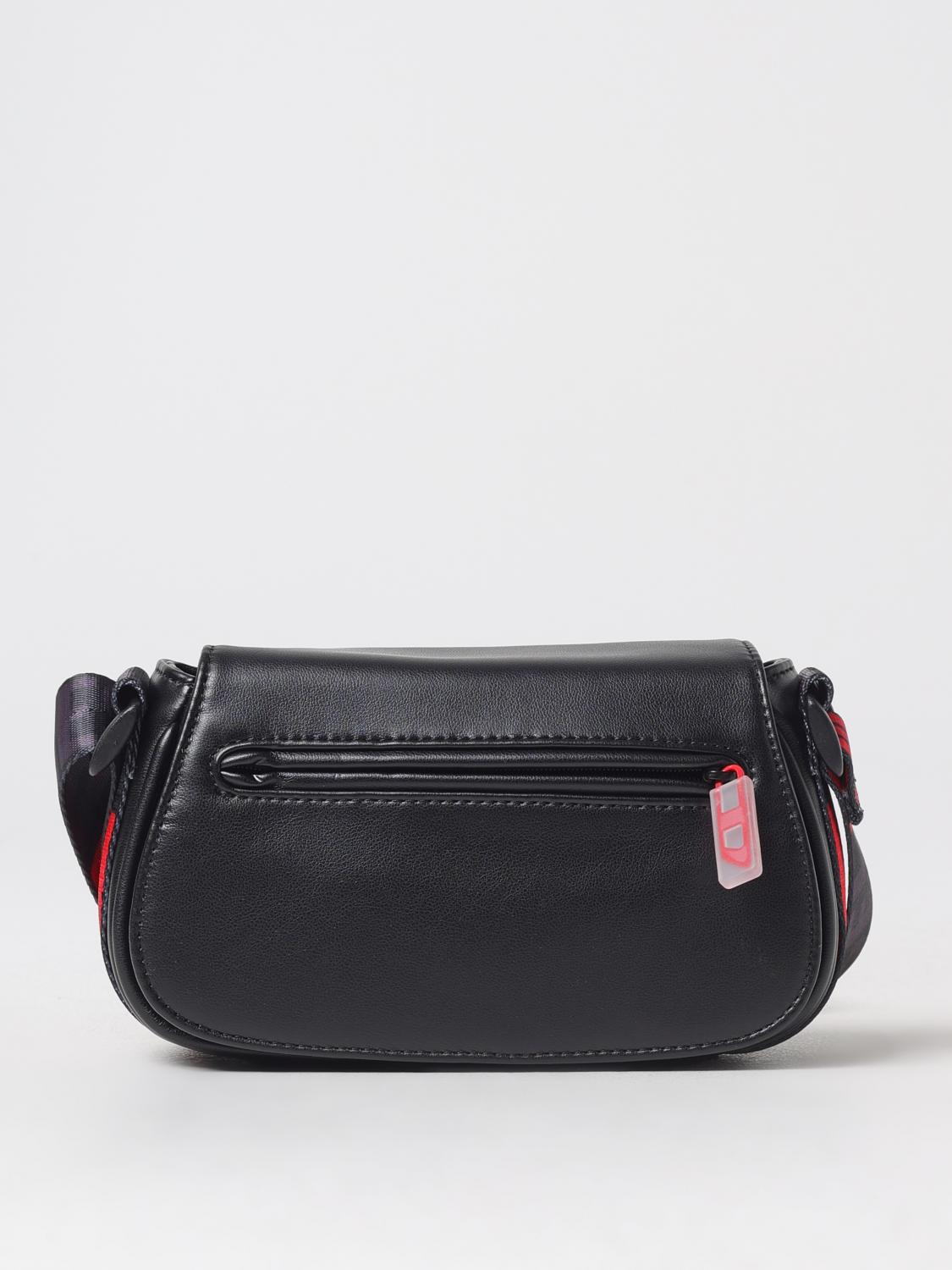 DIESEL BORSA: Borsa a tracolla con cinghia logata Diesel in pelle cruelty-free, Nero - Img 1