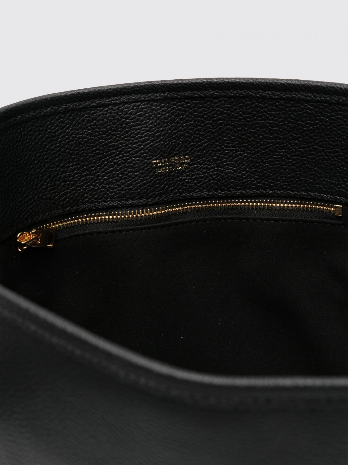 TOM FORD BORSA A SPALLA: Borsa a secchiello Tara Tom Ford in pelle a grana , Nero - Img 5