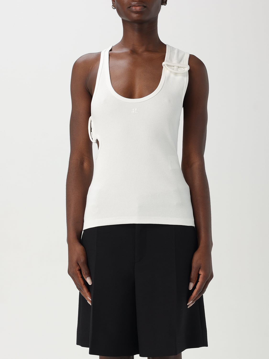 COURRÈGES TOP: Canotta Courrèges in cotone stretch , Bianco - Img 1