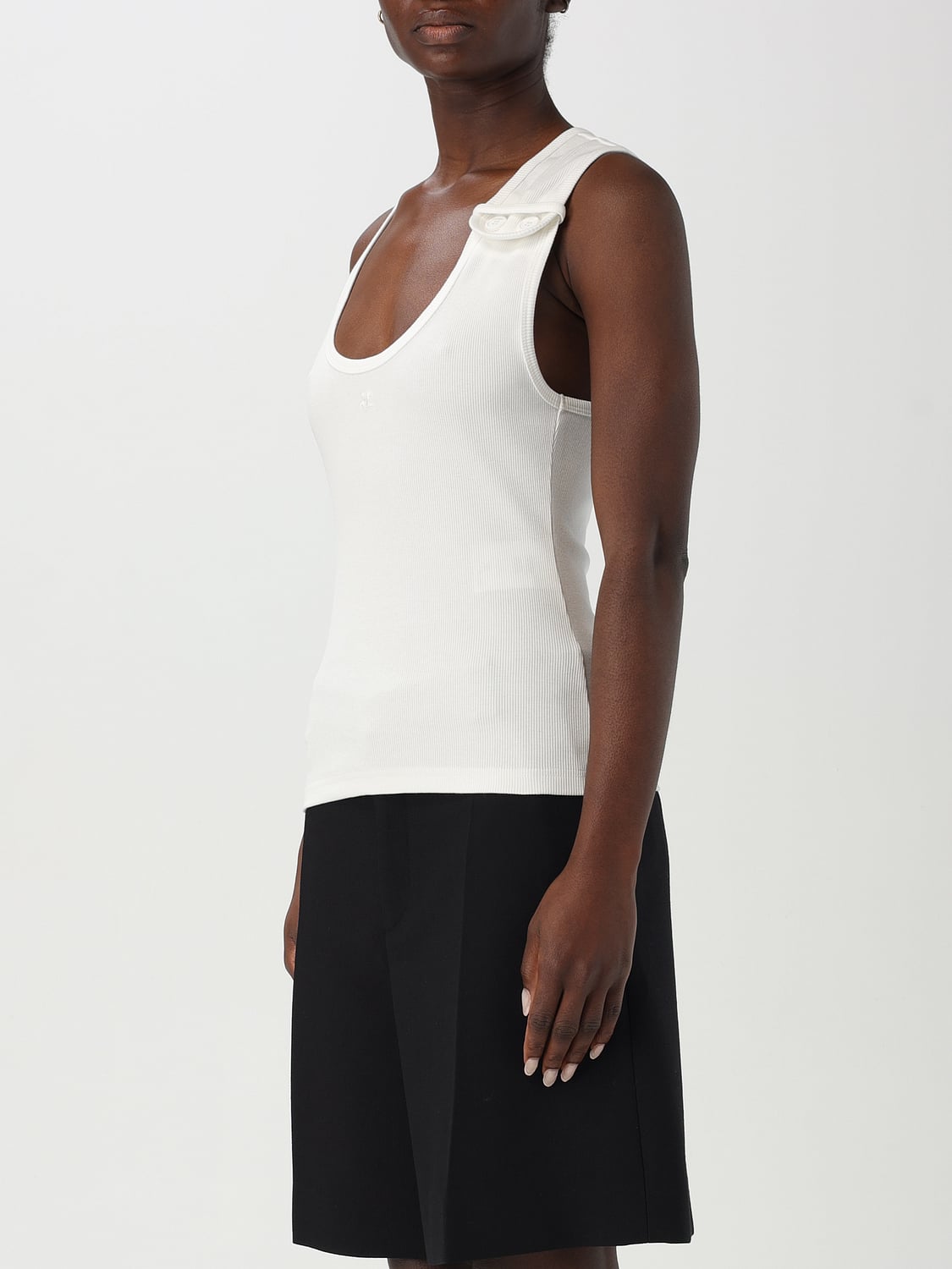COURRÈGES TOP: Canotta Courrèges in cotone stretch , Bianco - Img 4