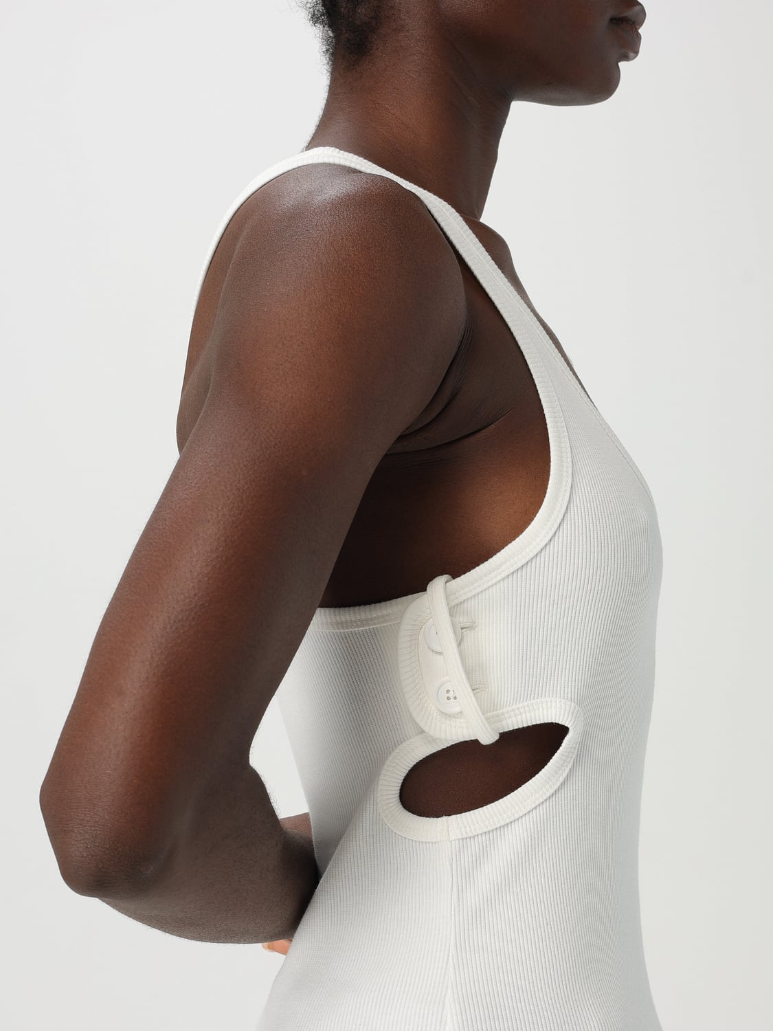 COURRÈGES TOP: Canotta Courrèges in cotone stretch , Bianco - Img 5