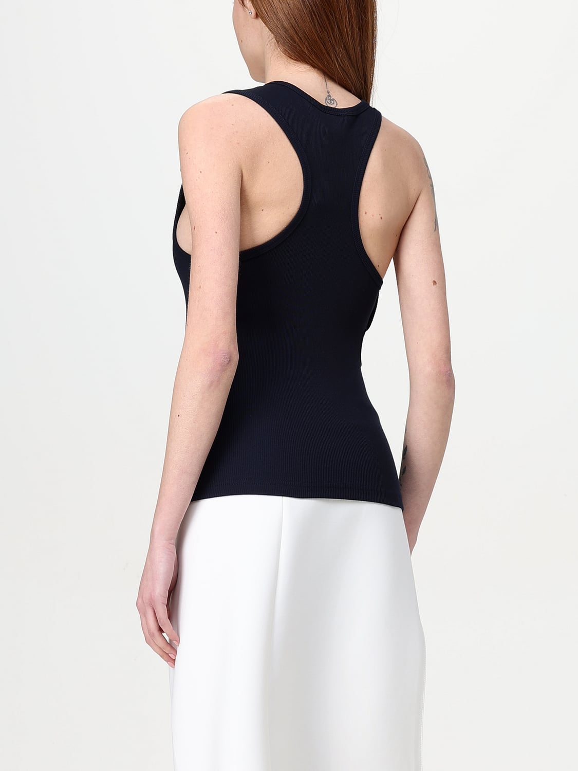 COURRÈGES TOP: Canotta Courrèges in cotone stretch , Blue Navy - Img 3