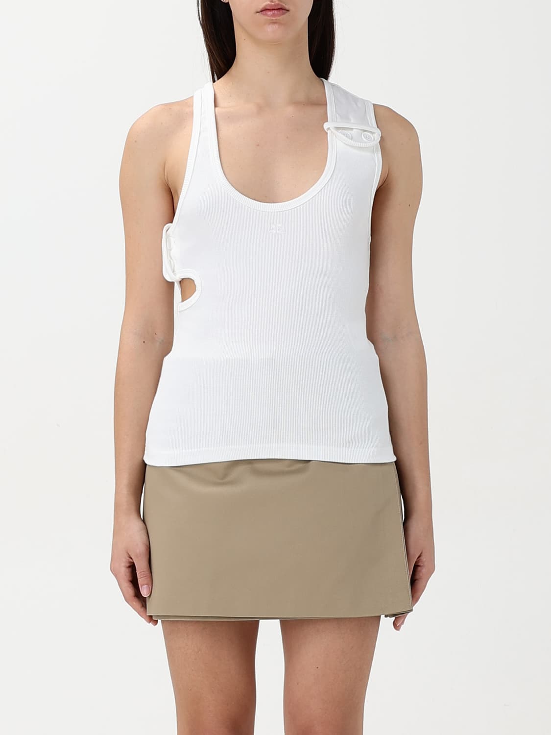 COURRÈGES TOP: Canotta Courrèges in cotone stretch , Bianco 1 - Img 1