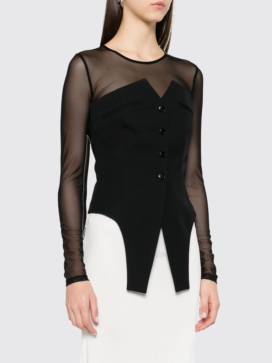 ALEXANDER WANG GILET: Gilet in lana Alexander Wang, Nero - Img 1