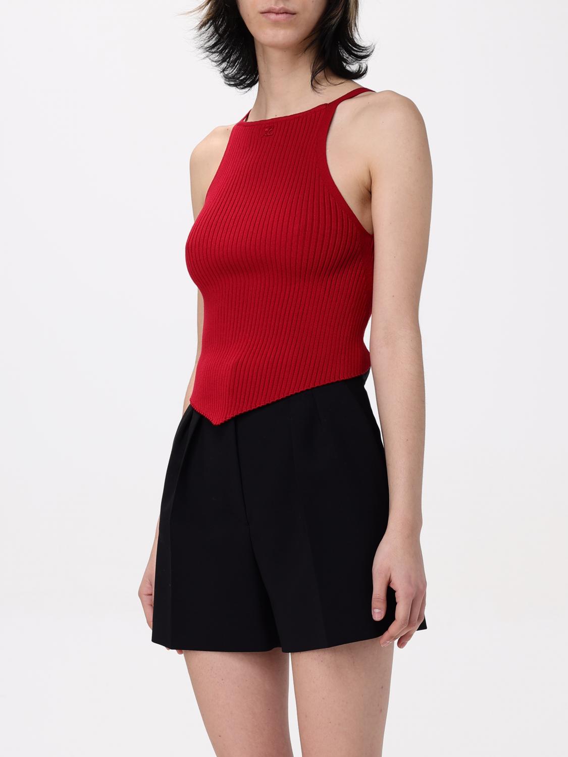 COURRÈGES TOP: Canotta Courrèges in viscosa stretch , Rosso - Img 4