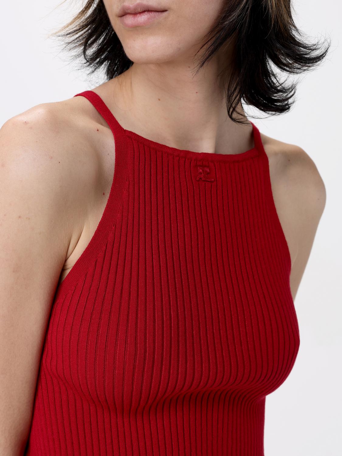 COURRÈGES TOP: Canotta Courrèges in viscosa stretch , Rosso - Img 5