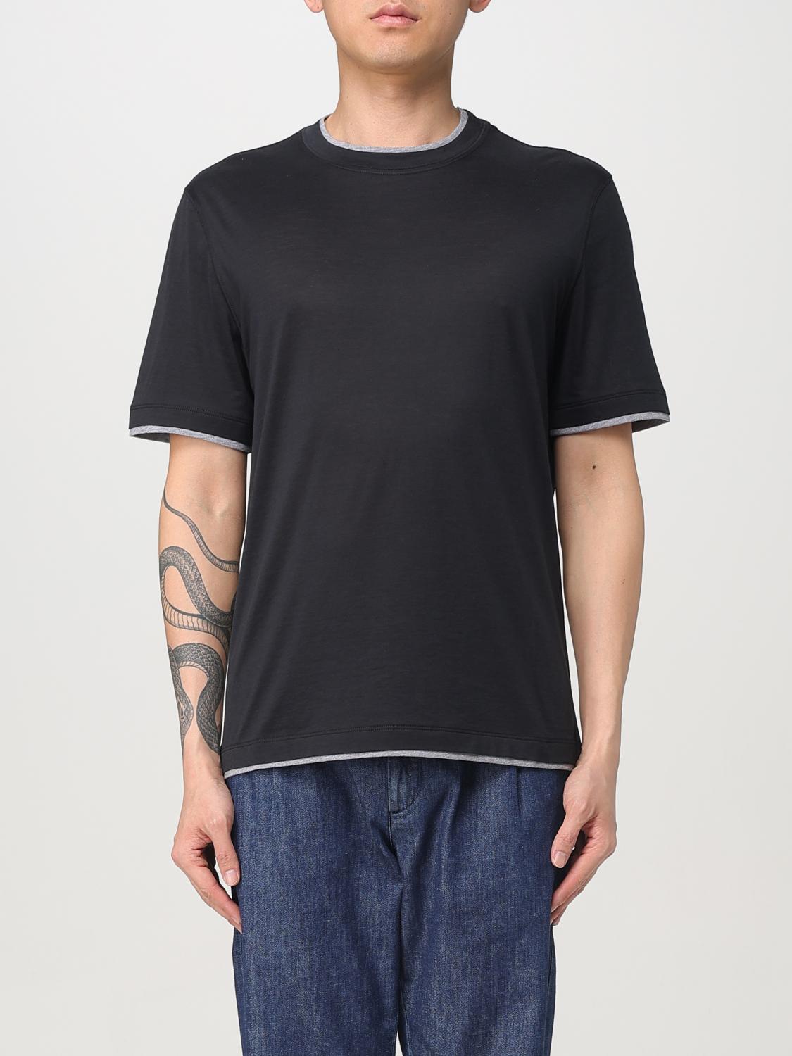 BRUNELLO CUCINELLI T-SHIRT: T-shirt basic Brunello Cucinelli in cotone e seta, Nero - Img 1