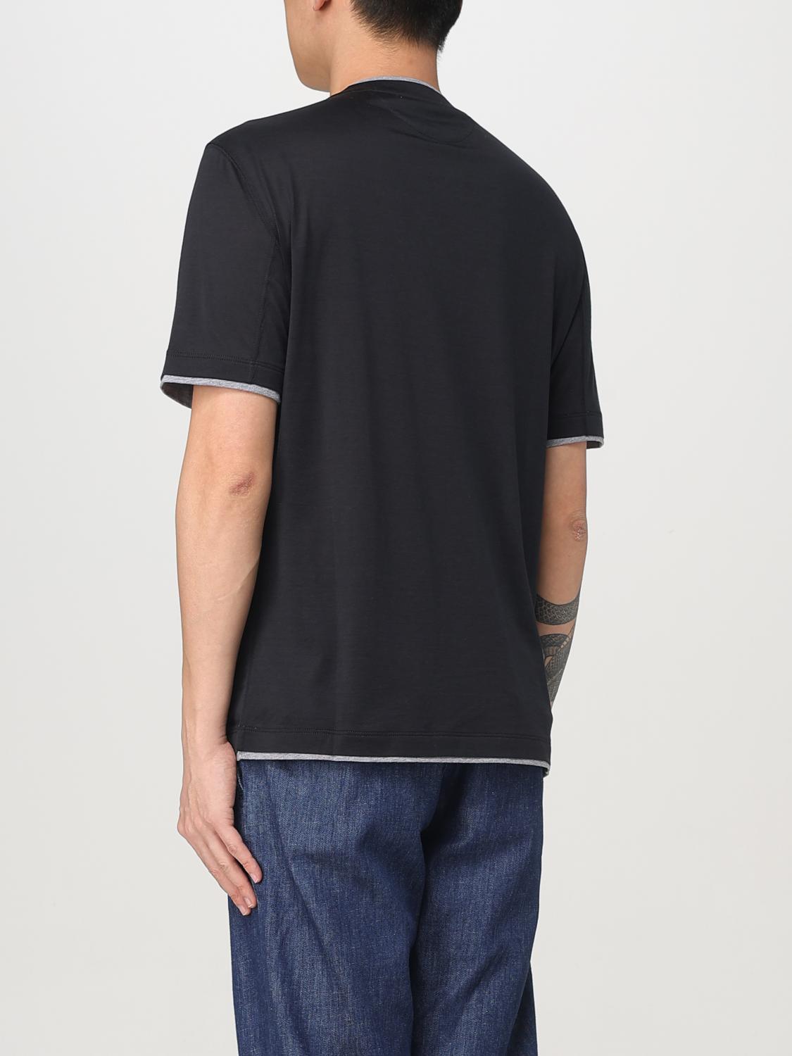 BRUNELLO CUCINELLI T-SHIRT: T-shirt basic Brunello Cucinelli in cotone e seta, Nero - Img 3