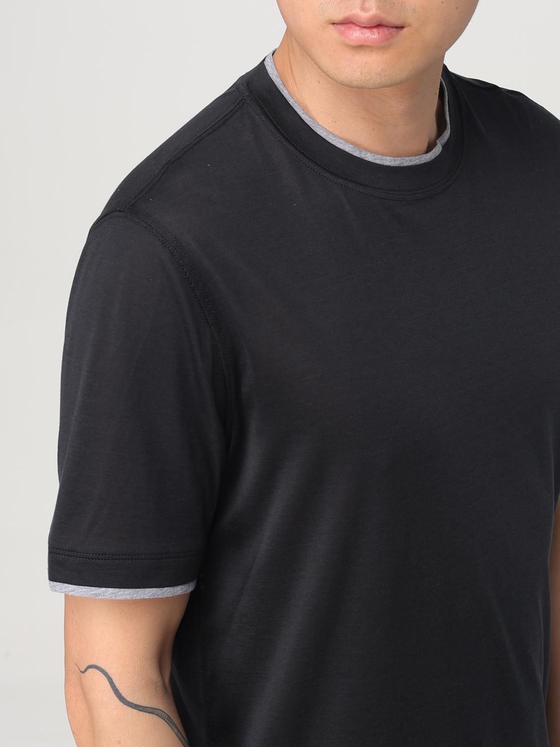 BRUNELLO CUCINELLI T-SHIRT: T-shirt basic Brunello Cucinelli in cotone e seta, Nero - Img 5