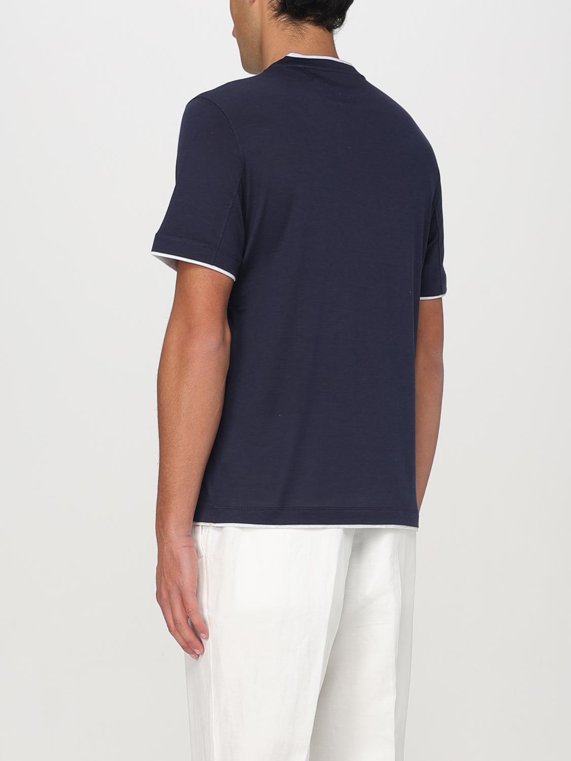 BRUNELLO CUCINELLI T-SHIRT: Brunello Cucinelli Basic Cotton and Silk T-Shirt, Blue - Img 2