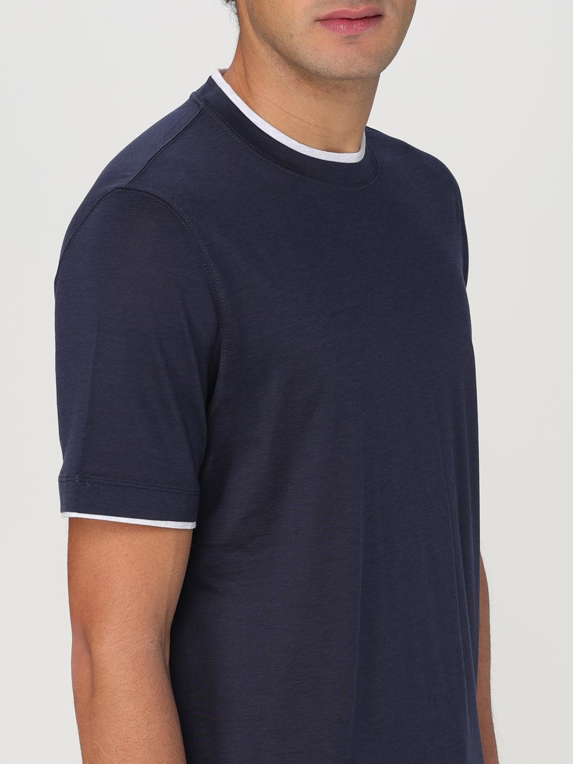 BRUNELLO CUCINELLI T-SHIRT: Brunello Cucinelli Basic Cotton and Silk T-Shirt, Blue - Img 4