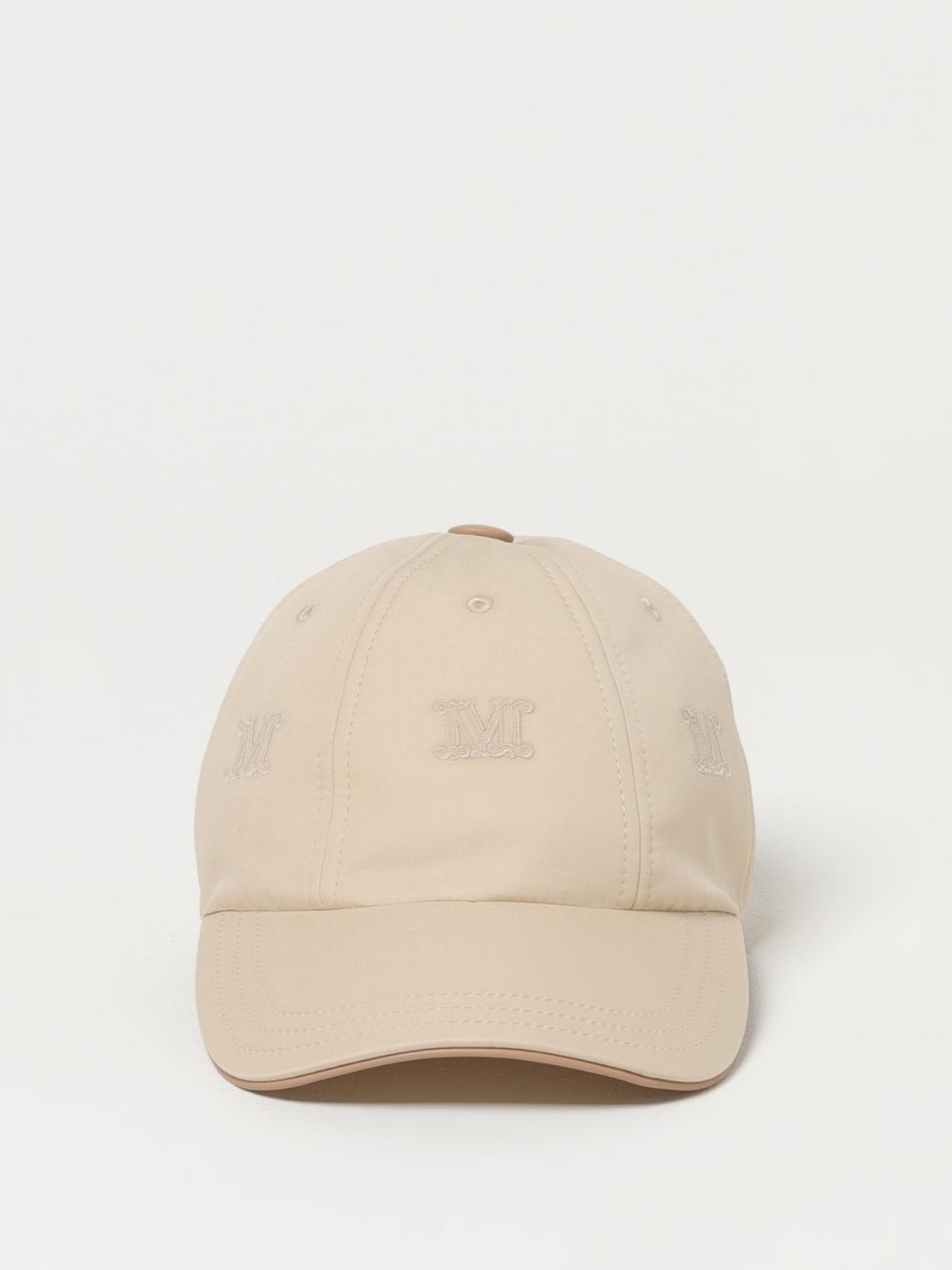 MAX MARA CAPPELLO: Cappello Max Mara in cotone con logo ricamato , Naturale - Img 2