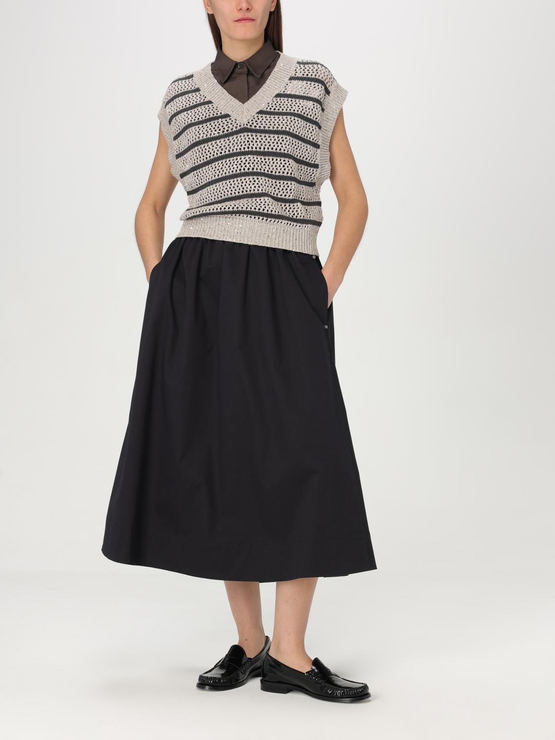 BRUNELLO CUCINELLI CAMICIA: Camicia smanicata Brunello Cucinelli in misto cotone , Marrone - Img 2