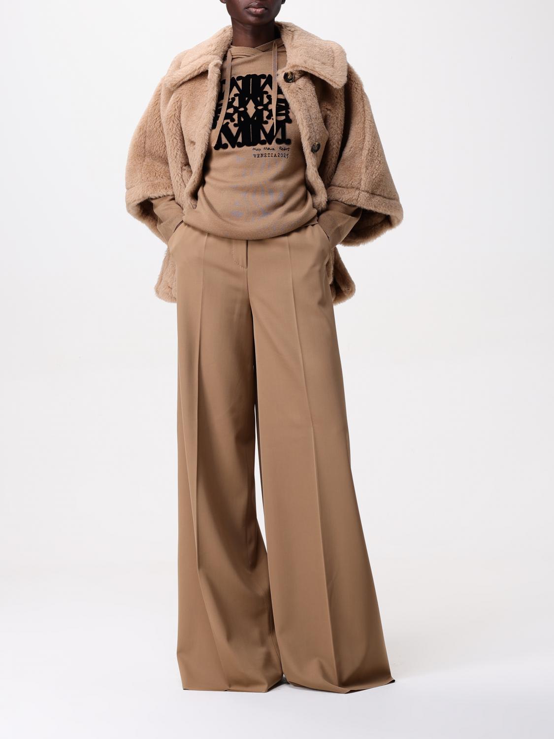 MAX MARA FUR COAT: Jacket woman Max Mara, Beige - Img 2