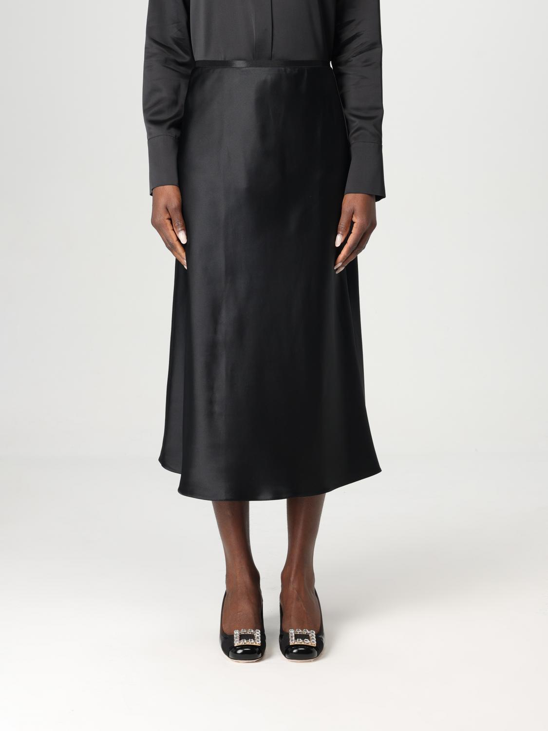 MAX MARA GONNA: Gonna midi Max Mara in seta , Nero - Img 1