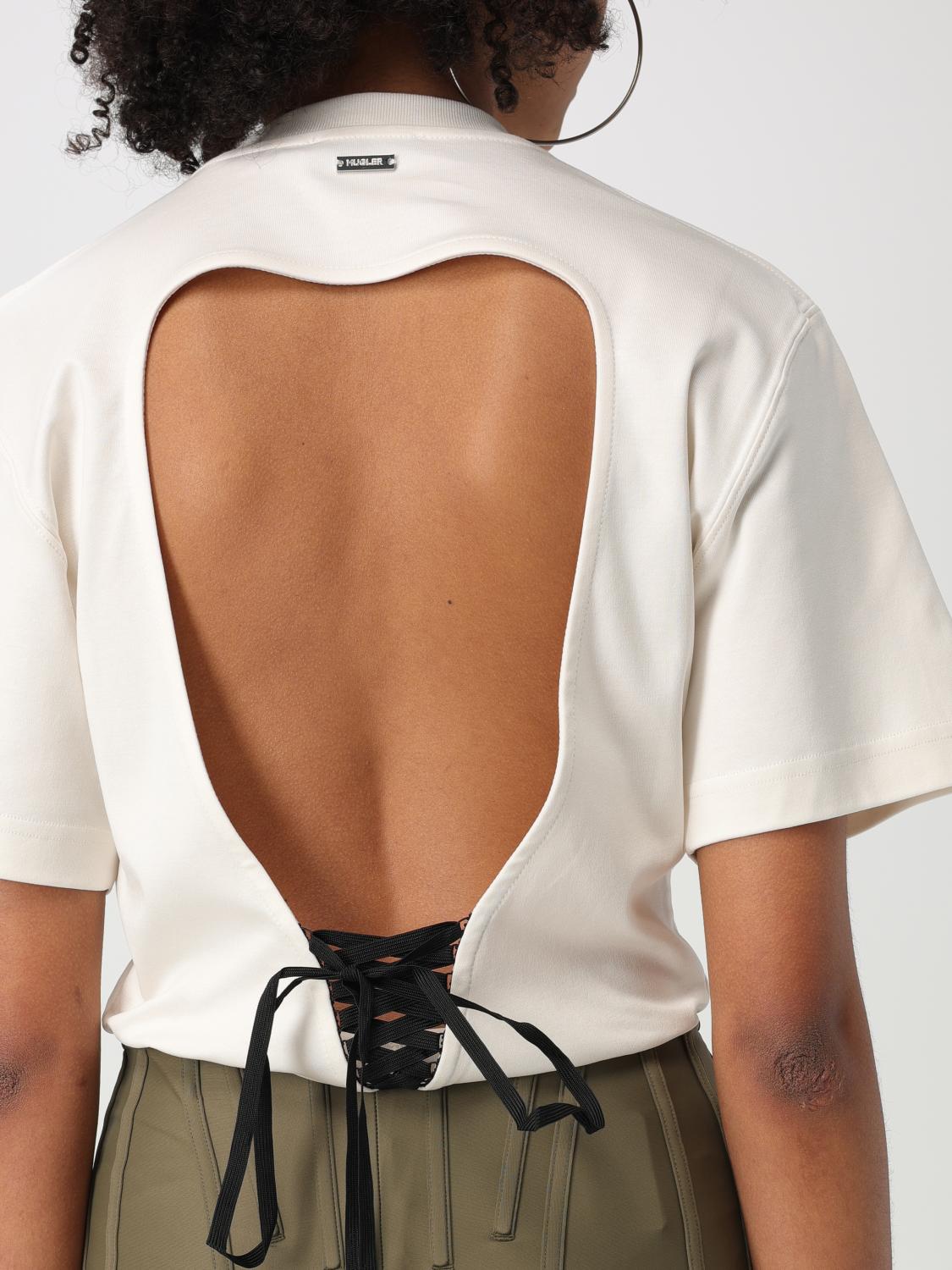 MUGLER TOP: Body a t-shirt Mugler con schiena scoperta, Fantasia - Img 5