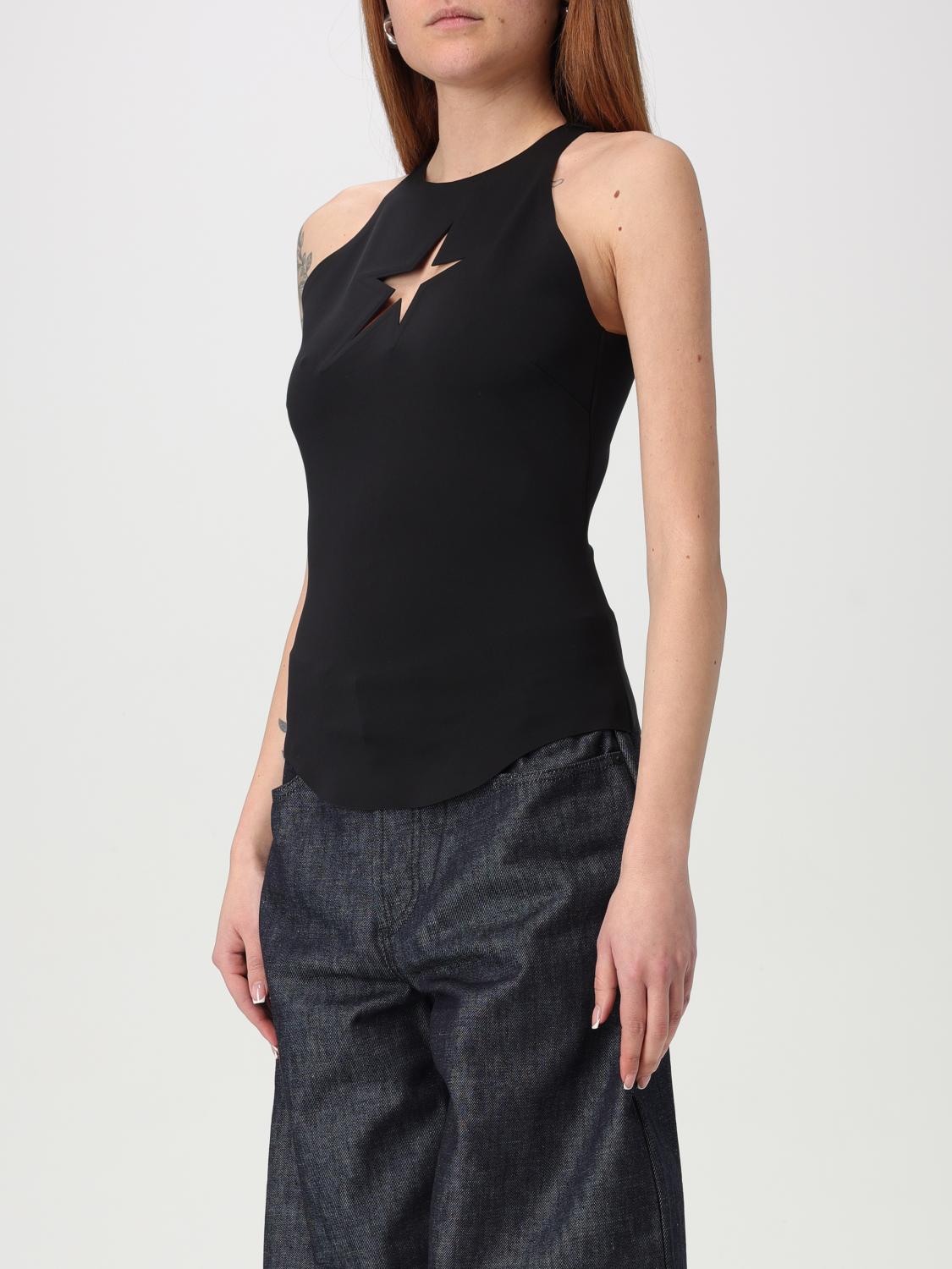 MUGLER TOP: Top con stella traforata in poliammide Mugler, Nero - Img 4