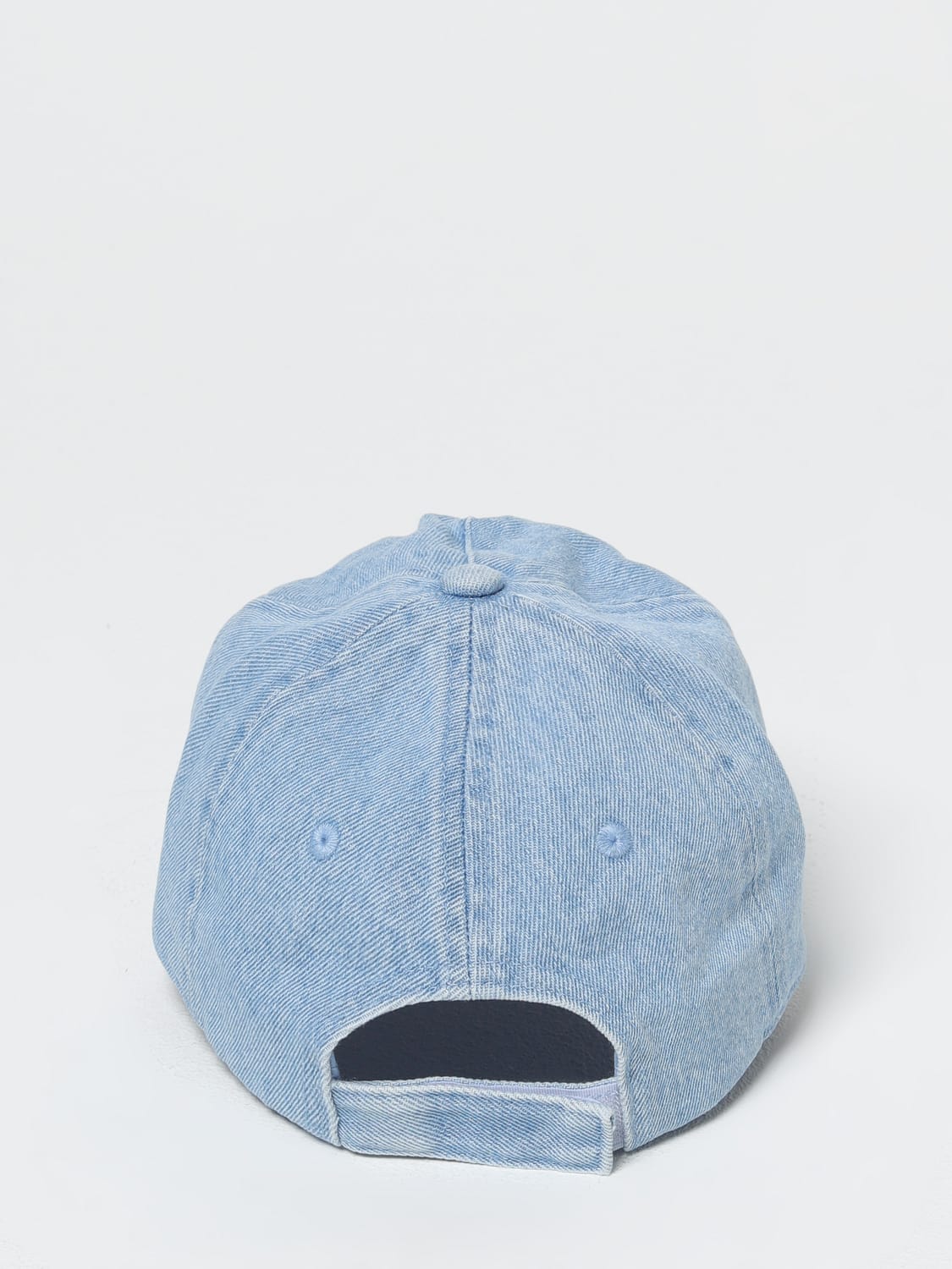 CHLOÉ CAPPELLO: Cappello Chloè in denim di cotone con logo ricamato , Blue - Img 3