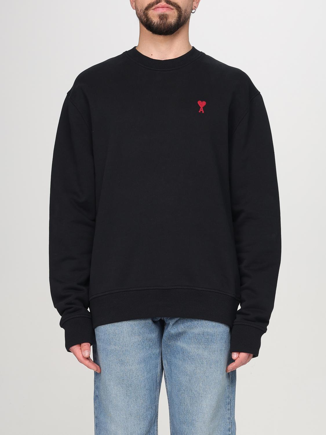 AMI PARIS SWEATSHIRT: Felpa a girocollo con mini logo Ami Paris, Noir - Img 1