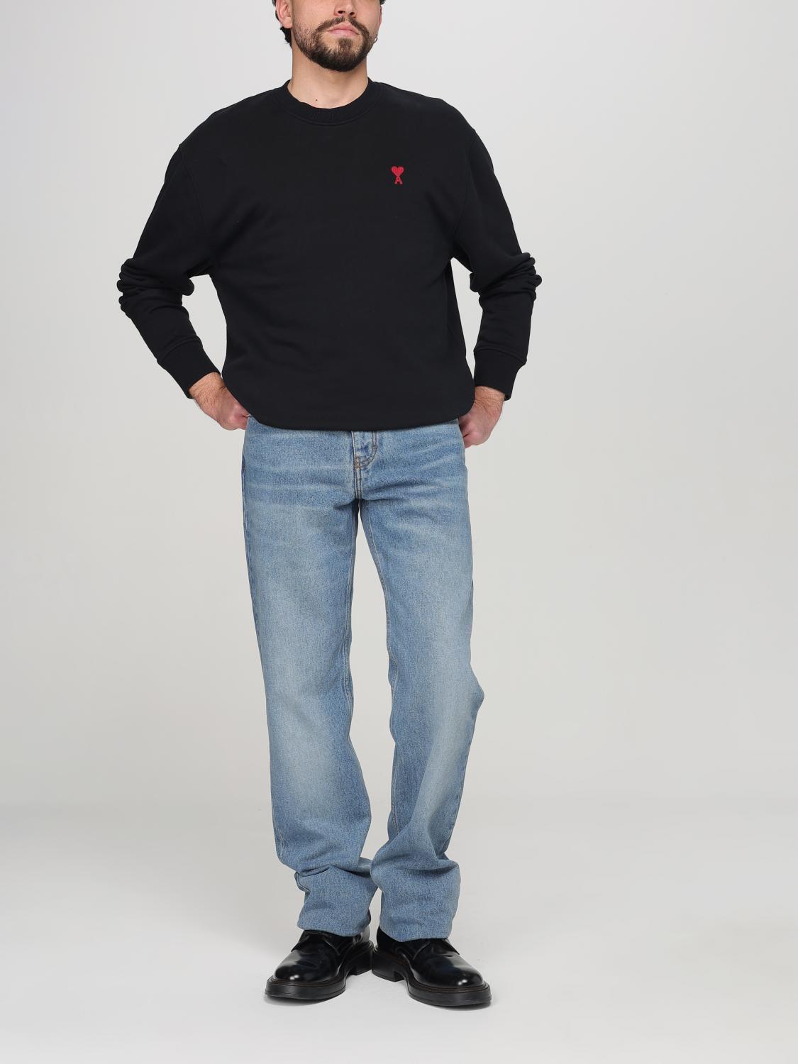 AMI PARIS SWEATSHIRT: Felpa a girocollo con mini logo Ami Paris, Noir - Img 2