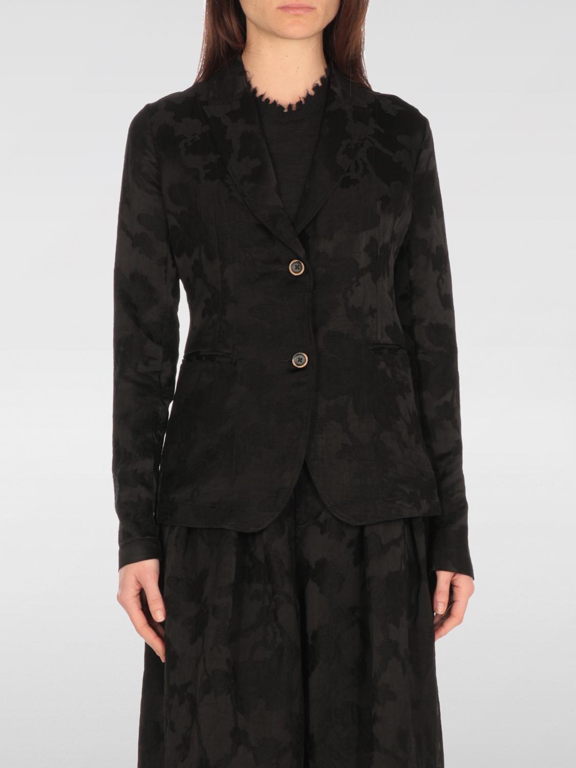 UMA WANG BLAZER: Blazer a monopetto in misto lino camouflage Uma Wang, Nero - Img 1