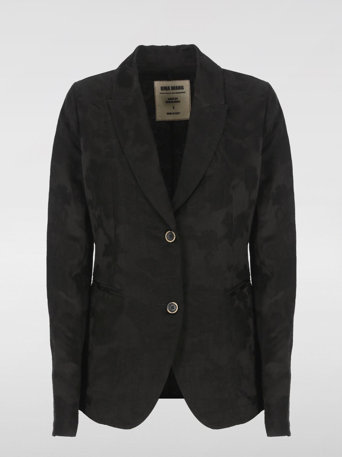 UMA WANG BLAZER: Blazer a monopetto in misto lino camouflage Uma Wang, Nero - Img 5