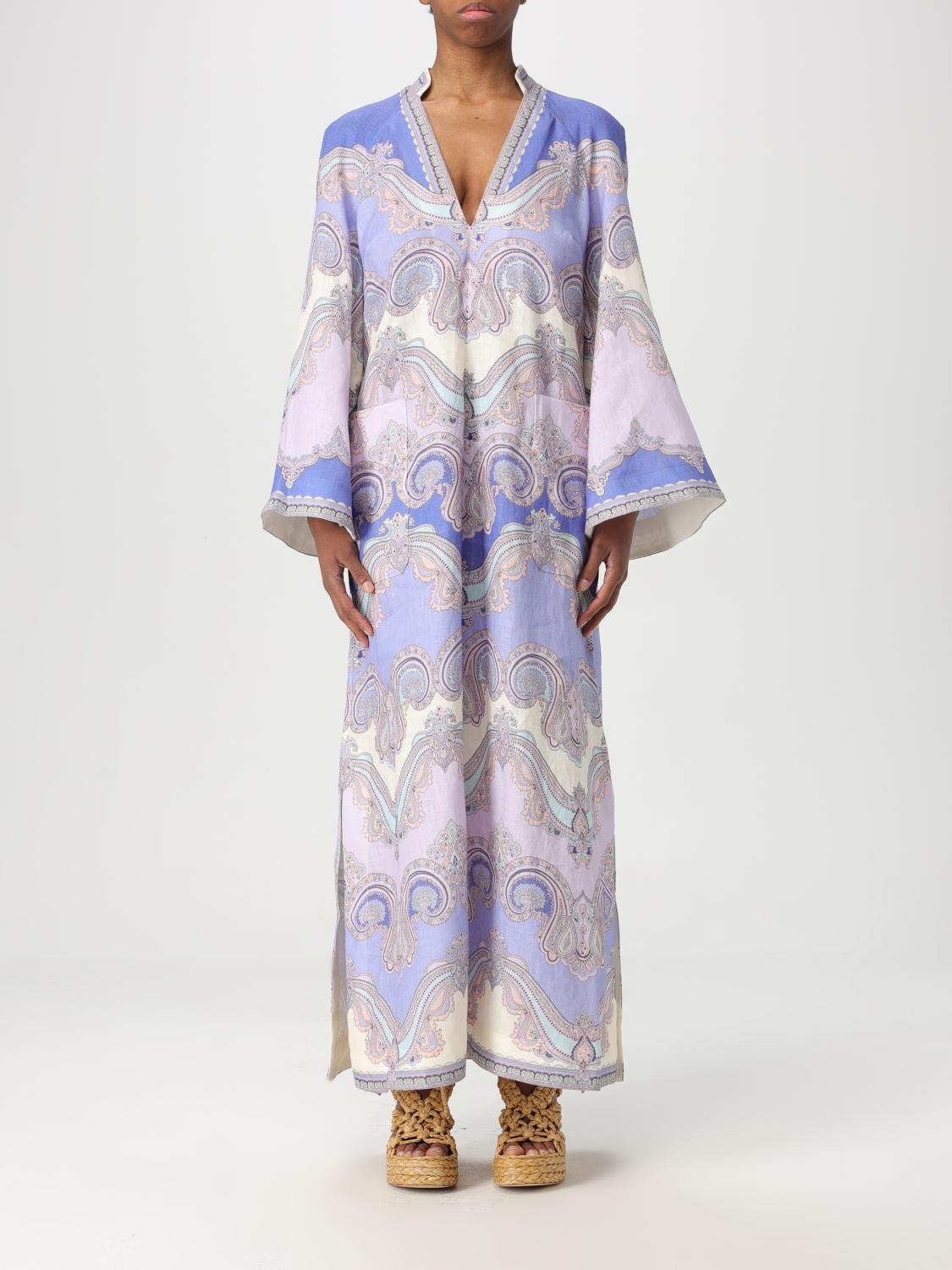 ZIMMERMANN ABITO: Abito Zimmermann in lino con stampa Paisley, Blue - Img 1
