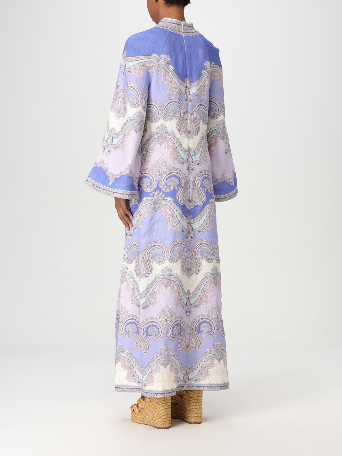 ZIMMERMANN ABITO: Abito Zimmermann in lino con stampa Paisley, Blue - Img 2