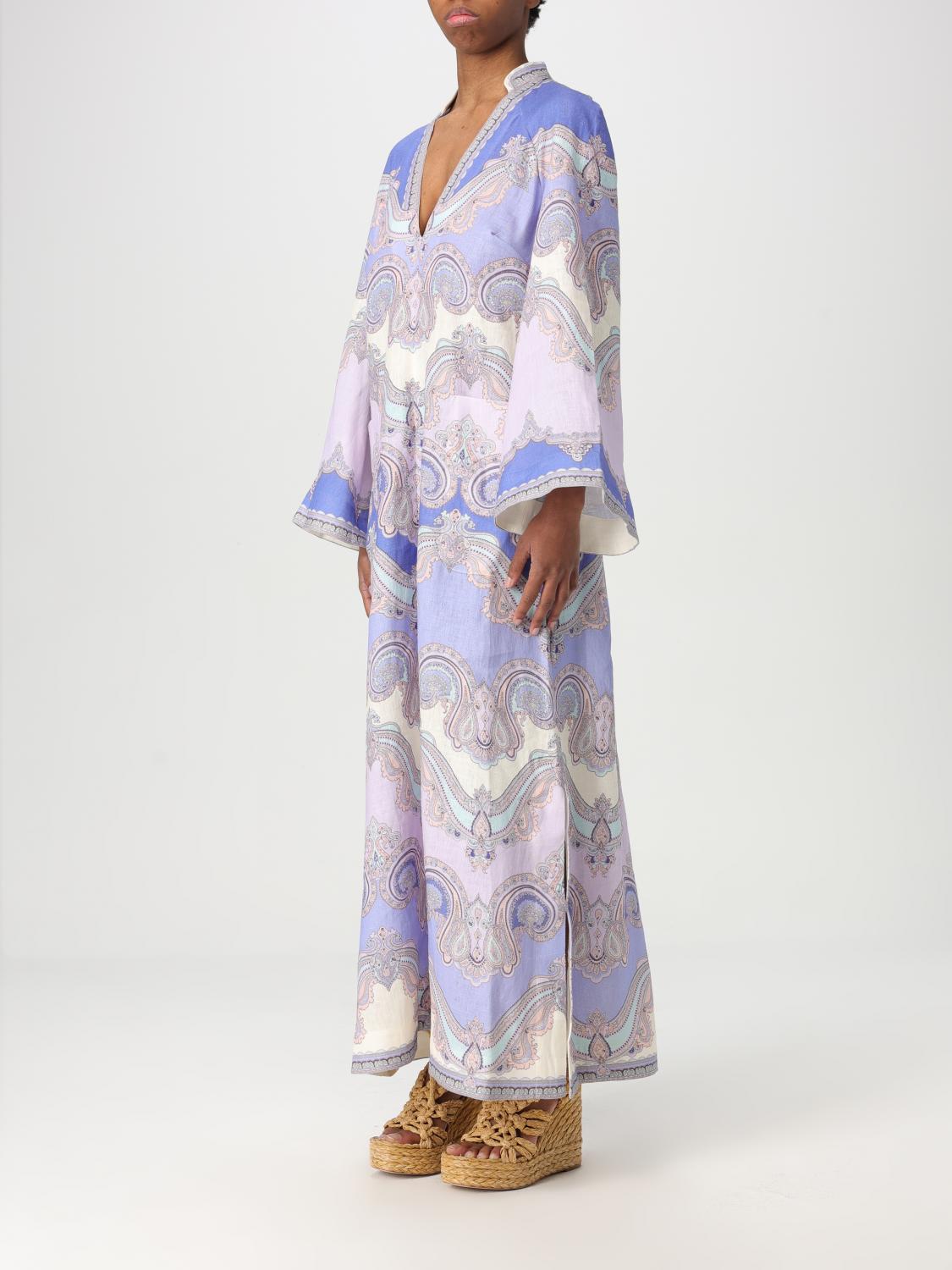 ZIMMERMANN ABITO: Abito Zimmermann in lino con stampa Paisley, Blue - Img 3