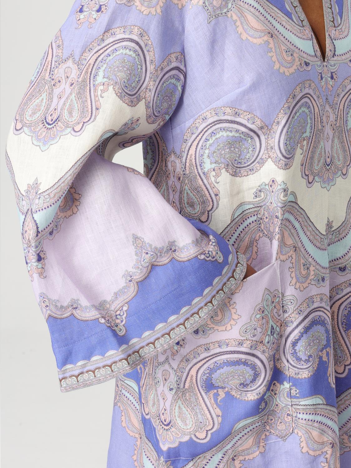 ZIMMERMANN ABITO: Abito Zimmermann in lino con stampa Paisley, Blue - Img 4