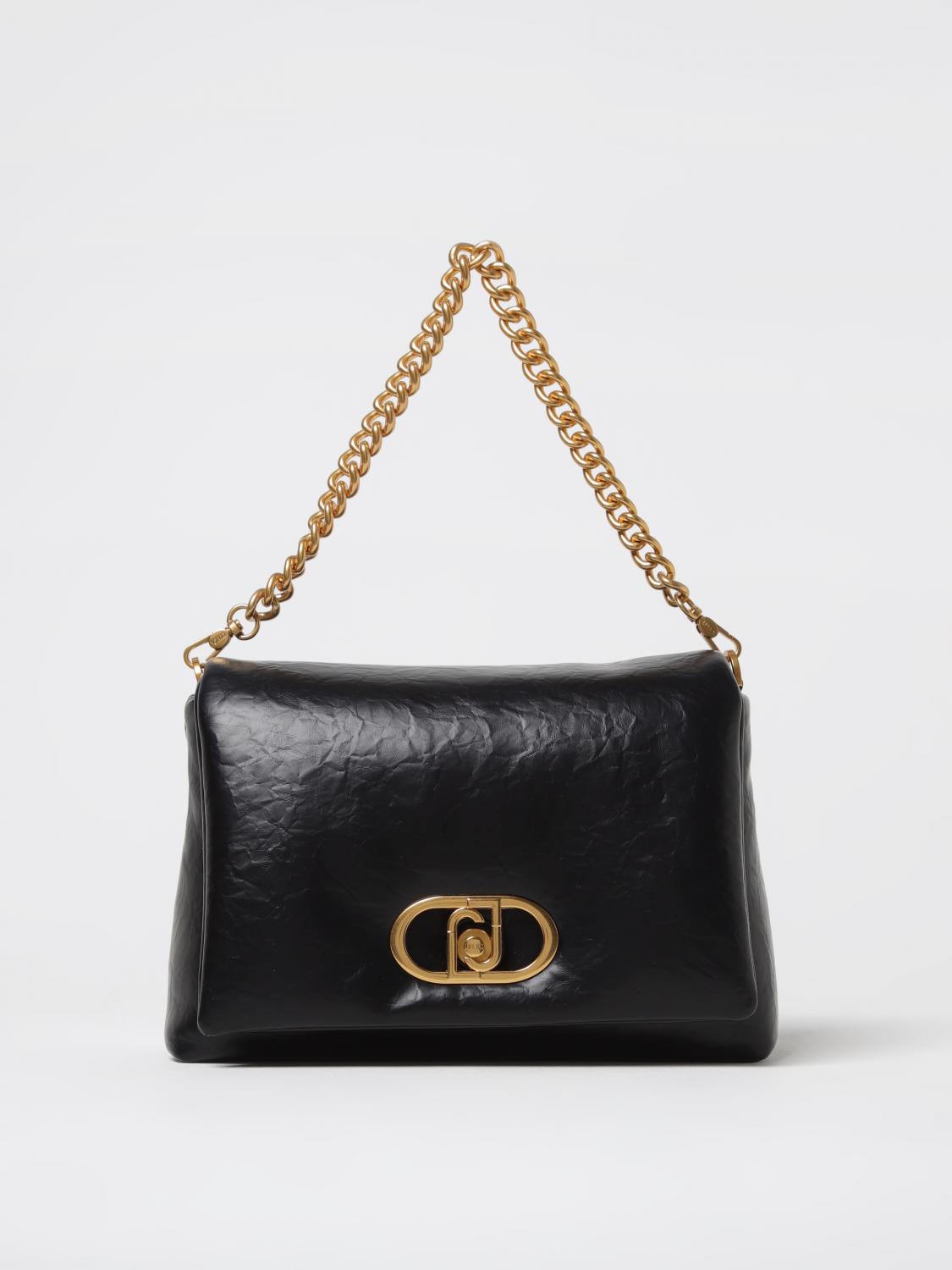 LIU JO BORSA A SPALLA: Borsa Liu Jo in pelle sintetica stropicciata , Nero - Img 1