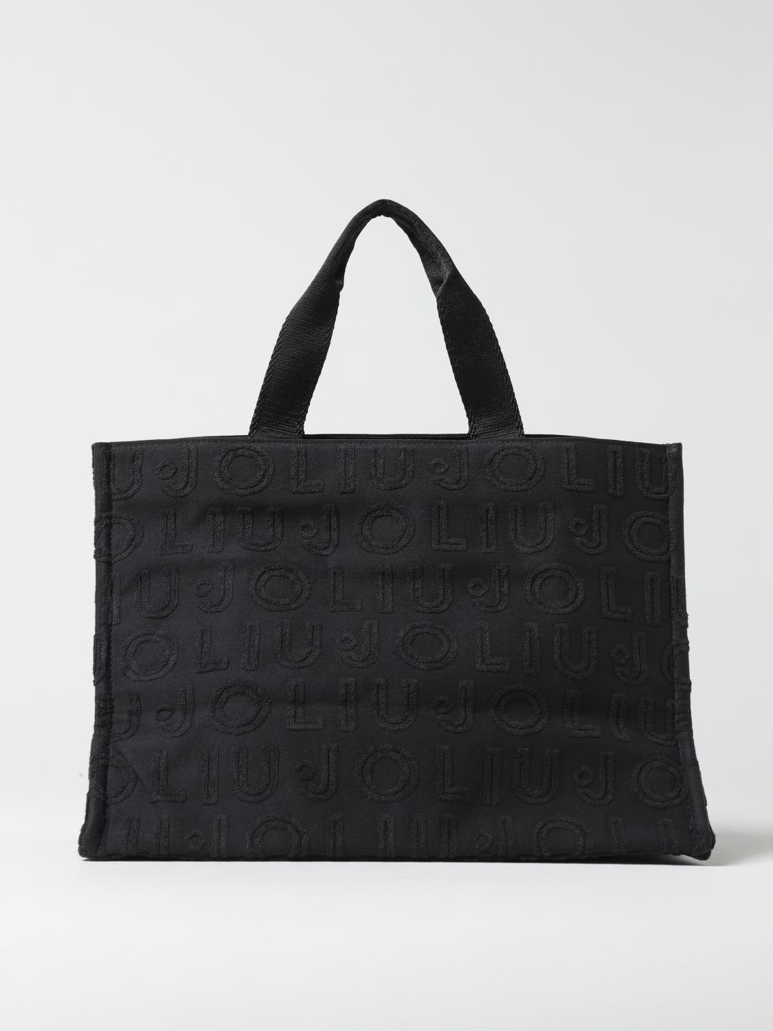 LIU JO BORSA TOTE: Borsa Tote Liu Jo in canvas con logo jacquard , Nero - Img 1