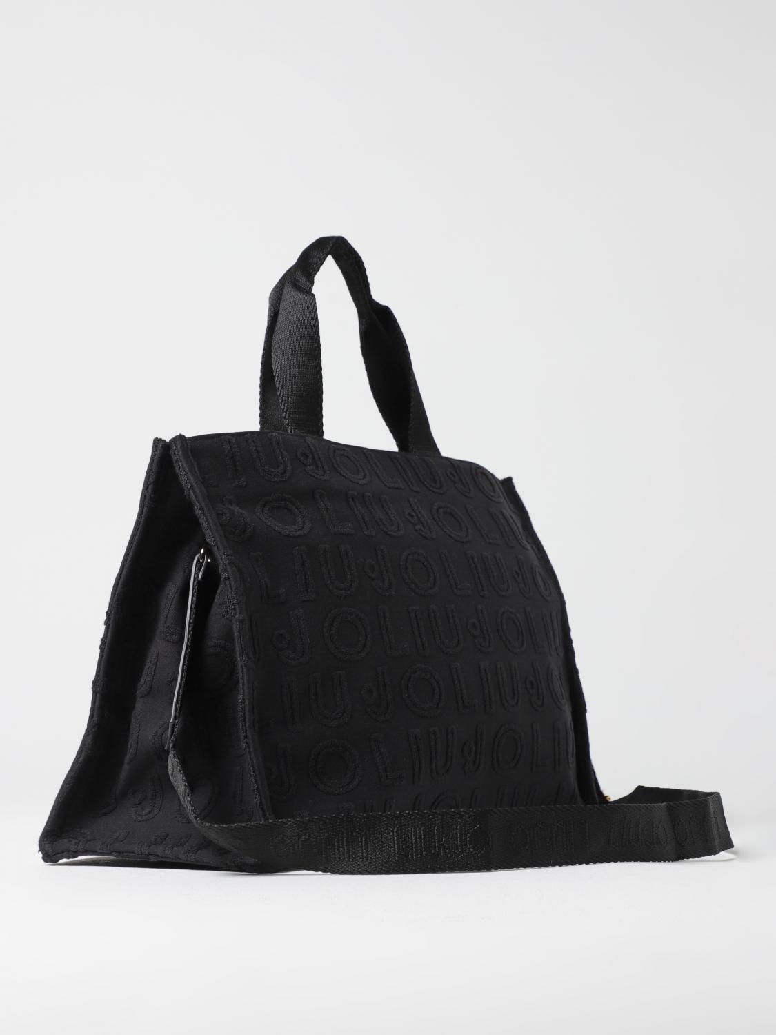 LIU JO BORSA TOTE: Borsa Tote Liu Jo in canvas con logo jacquard , Nero - Img 2