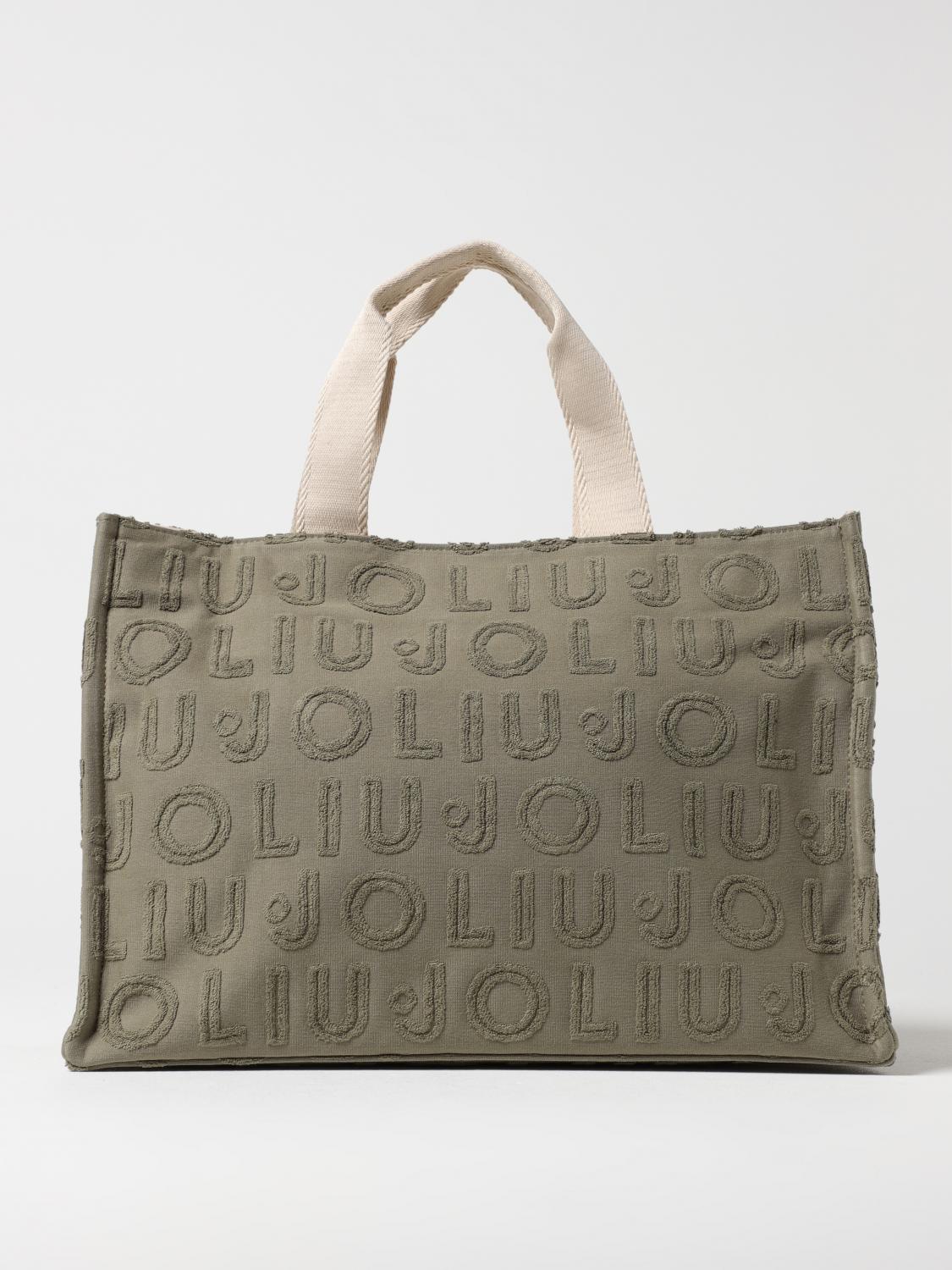 LIU JO BORSA TOTE: Borsa Tote Liu Jo in canvas con logo jacquard , Verde - Img 1