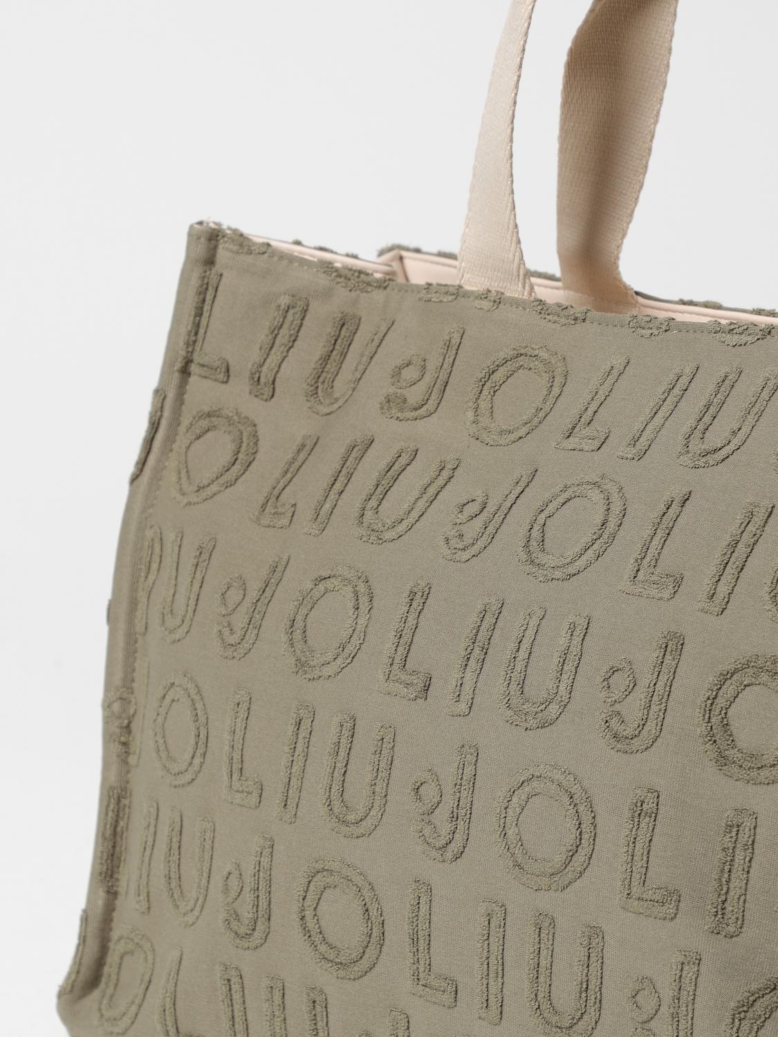 LIU JO BORSA TOTE: Borsa Tote Liu Jo in canvas con logo jacquard , Verde - Img 3